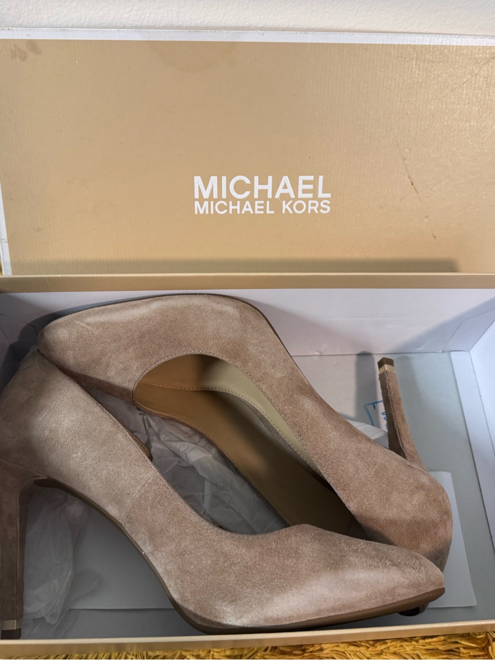 Michael Kors Taupe Suede Stiletto Pumps Pointed Toe Heels Size 10M - Picture 1 of 7